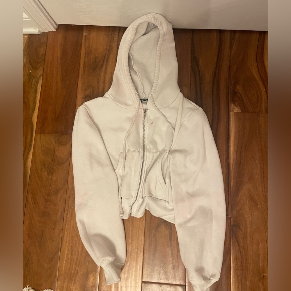 Cropped White Hoodie